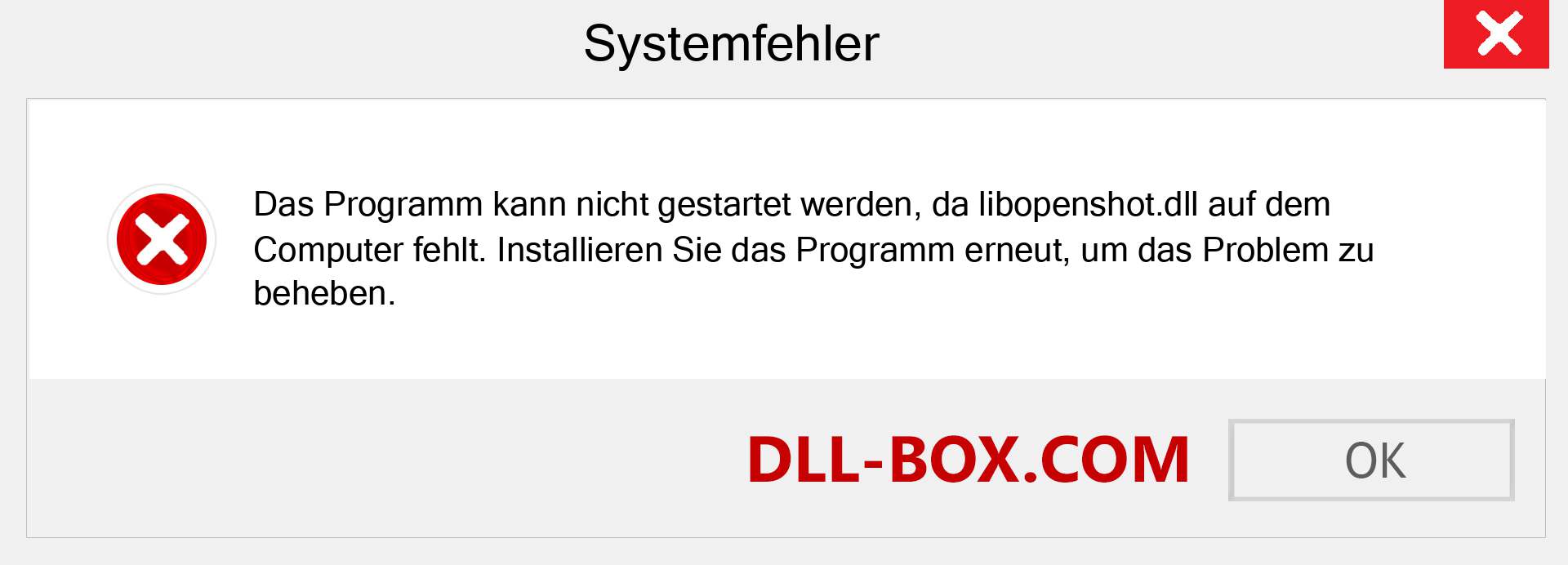 libopenshot.dll-Datei fehlt?. Download für Windows 7, 8, 10 - Fix libopenshot dll Missing Error unter Windows, Fotos, Bildern